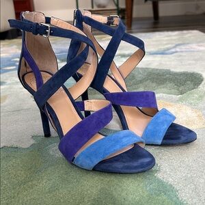 Vince Camuto Blue Suede Strappy Heels Size 6.5